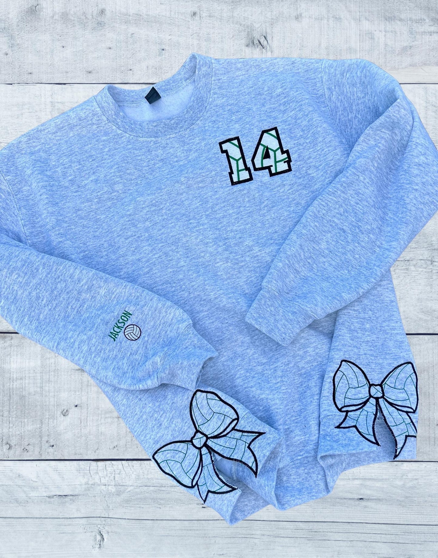 Personalized Volleyball Mama Embroidered Sweater with Side Bow | Game Day Gift for Sports Mom