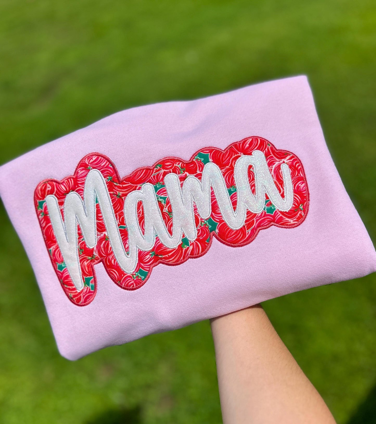 Personalized Preppy Pink Pumpkin Mama Sweatshirt