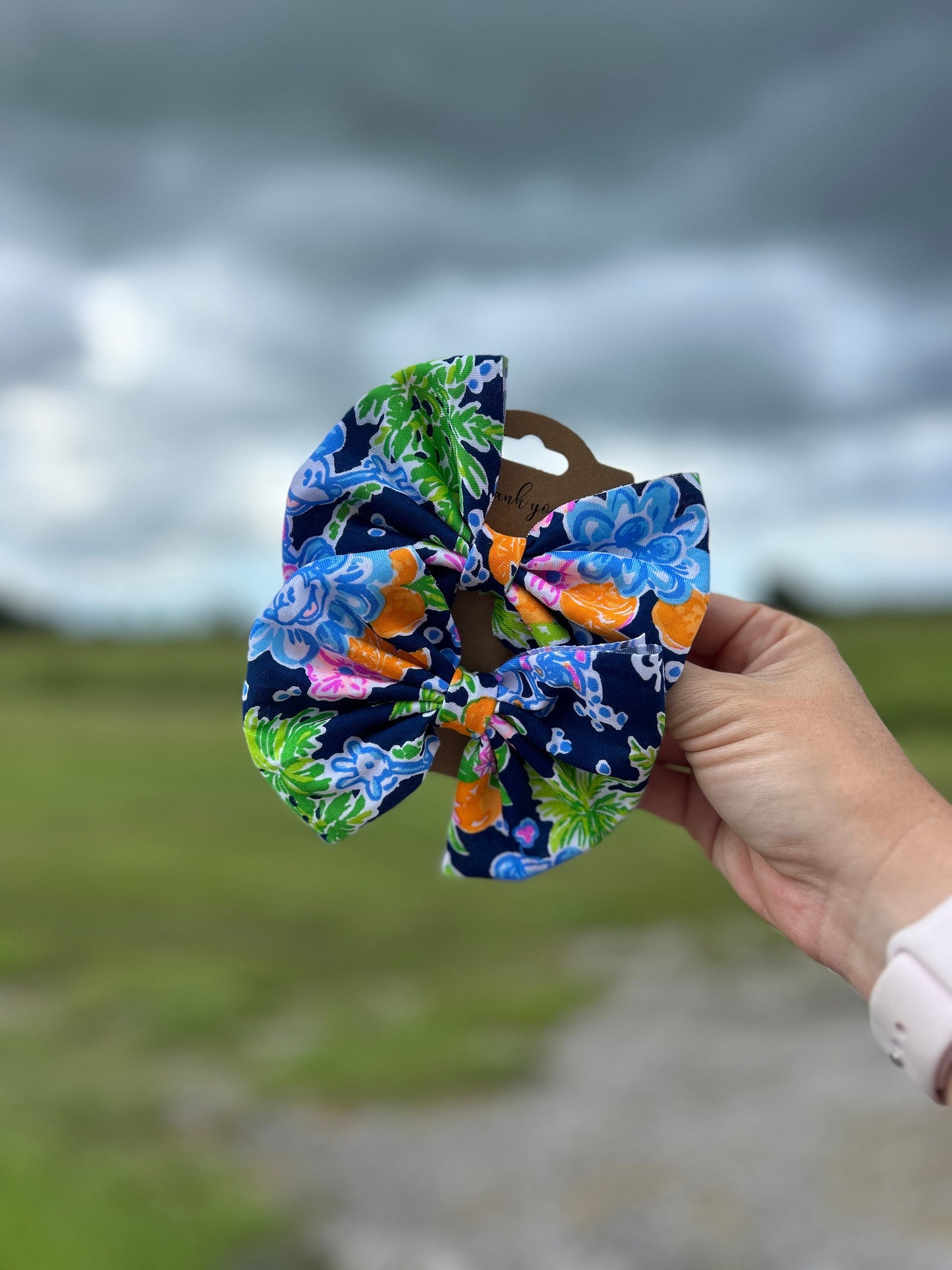 Pigtail Hair Bow Set: Preppy Palm Beach Style Bows