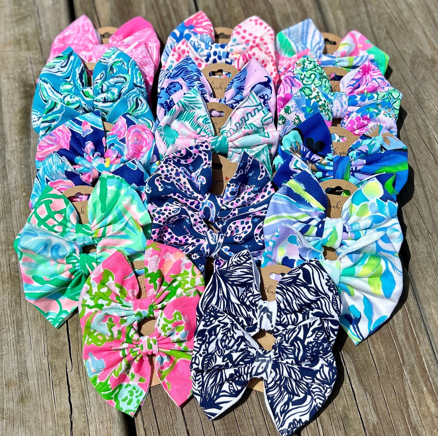 Pigtail Hair Bow Set: Preppy Palm Beach Style Bows