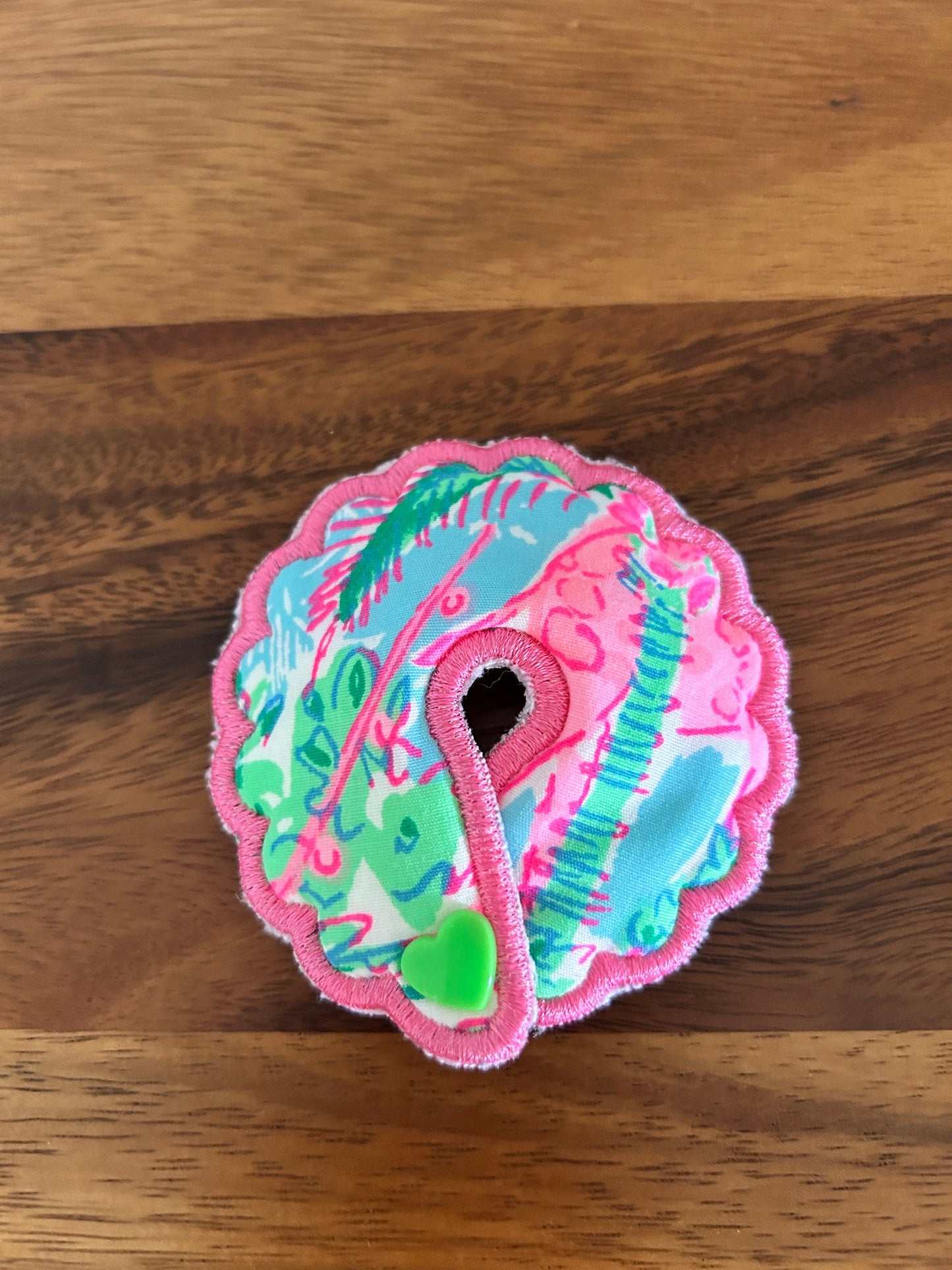 Girls Feeding Tube Pad, AMT Button Pad, Scalloped Preppy G-Tube Pad