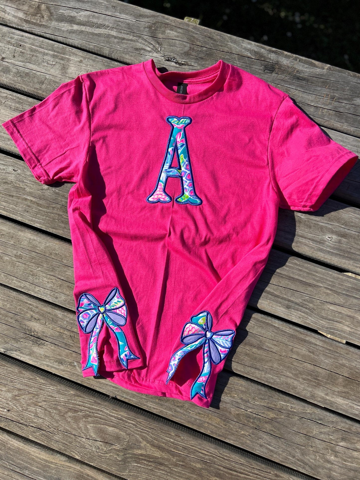 Personalized Monogrammed Preppy Bow Cut-Out T-Shirt for Women