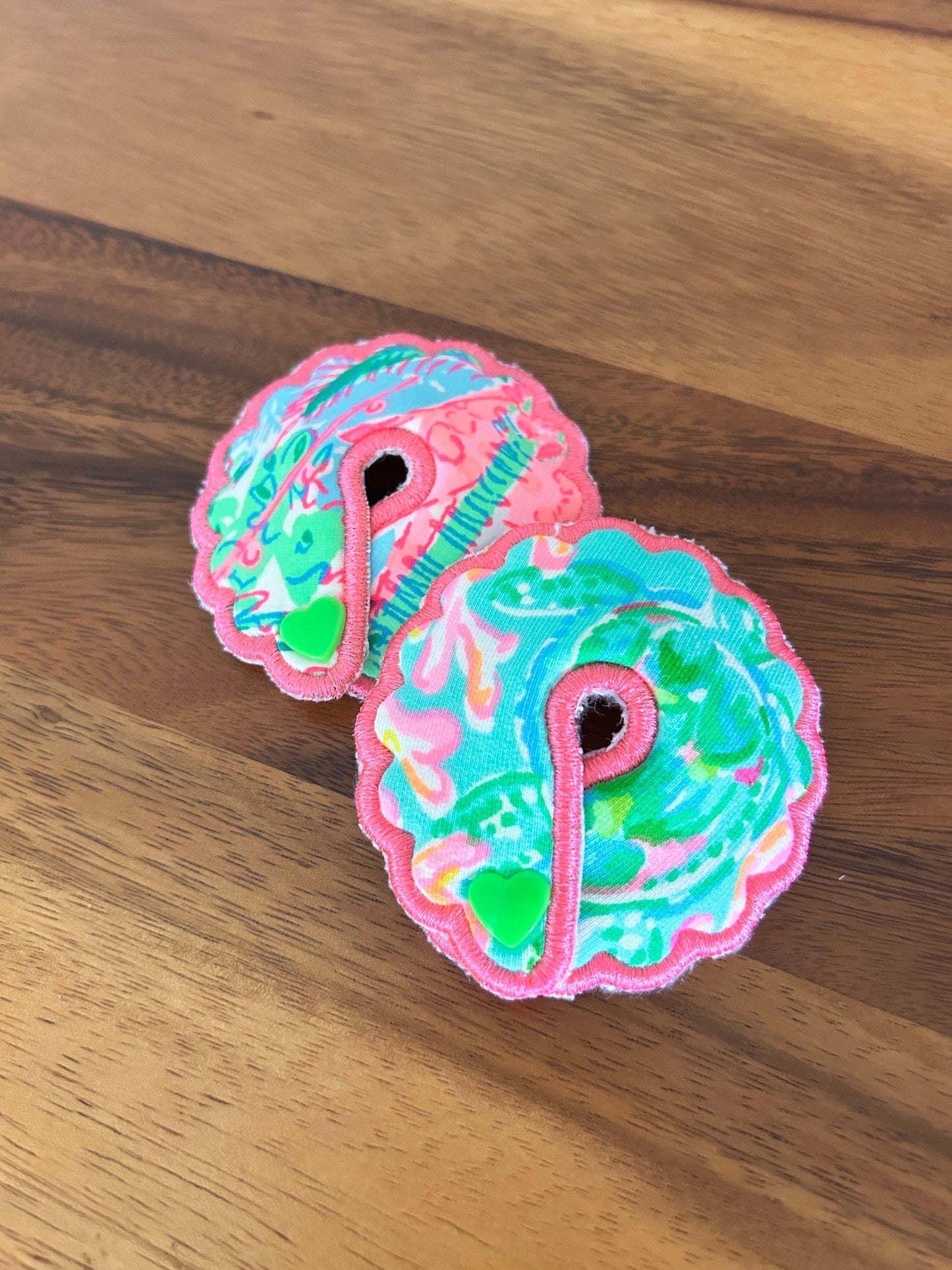 Girls Feeding Tube Pad, AMT Button Pad, Scalloped Preppy G-Tube Pad